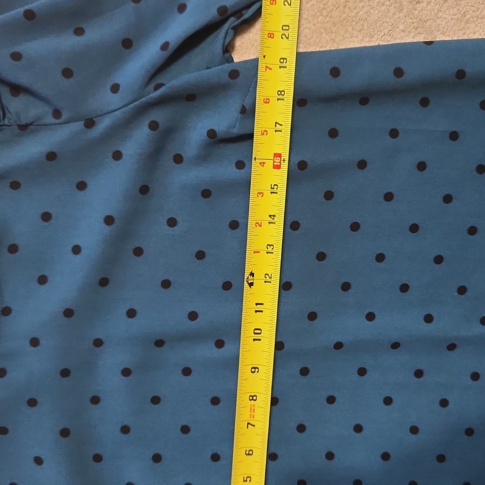 Old Navy Long Sleeve Teal and Black Polka dots Shift Dress - Large - Picture 7 of 8